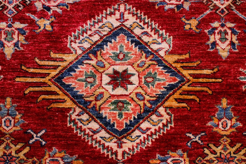 9x12 Red and Ivory Kazak Tribal Rug