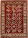 9x12 Red and Ivory Kazak Tribal Rug