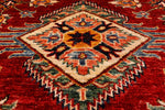 9x12 Red and Ivory Kazak Tribal Rug