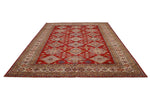 9x12 Red and Ivory Kazak Tribal Rug