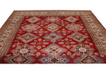 9x12 Red and Ivory Kazak Tribal Rug