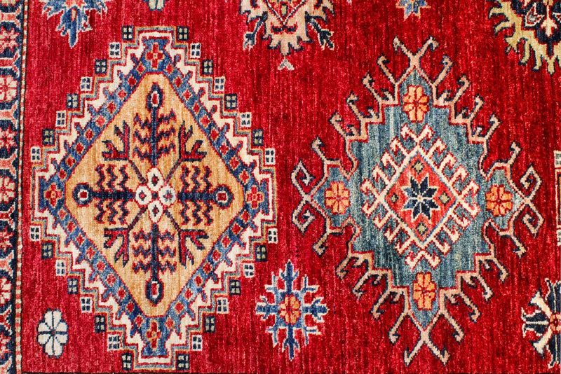 8x12 Red and Green Kazak Tribal Rug