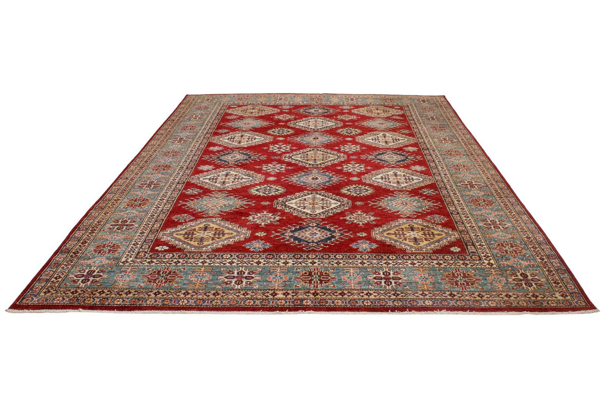 8x12 Red and Green Kazak Tribal Rug