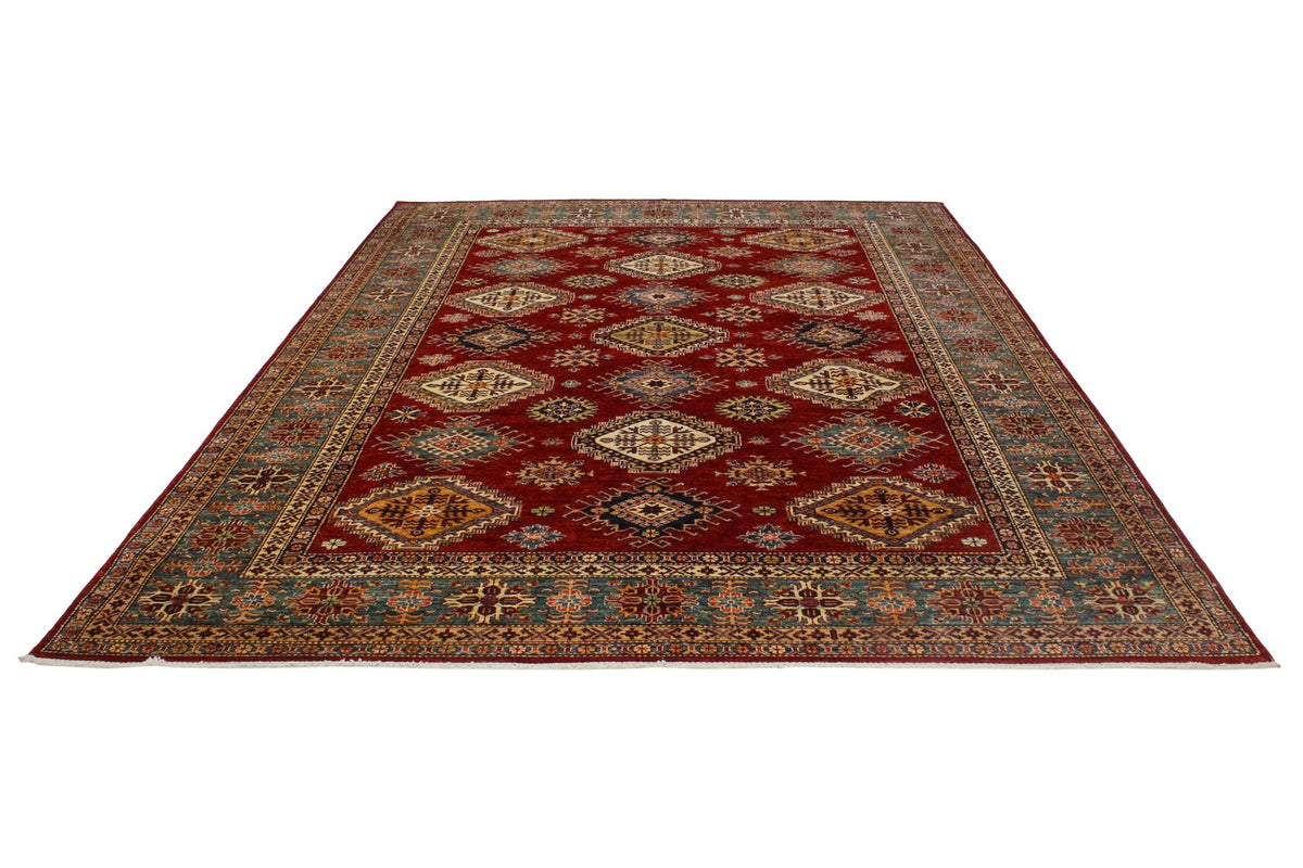 8x12 Red and Green Kazak Tribal Rug