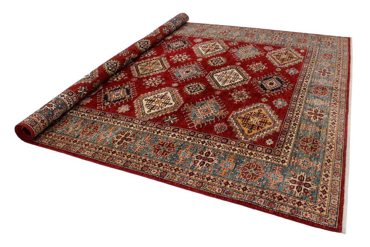 8x12 Red and Green Kazak Tribal Rug