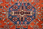 9x13 Light Blue and Navy Kazak Tribal Rug