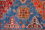 9x13 Light Blue and Navy Kazak Tribal Rug