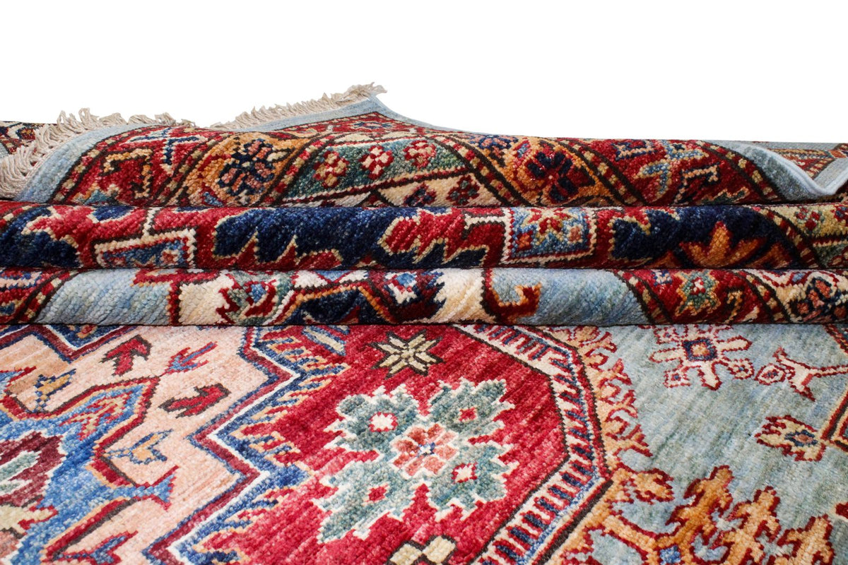10x14 Light Blue and Navy Kazak Tribal Rug