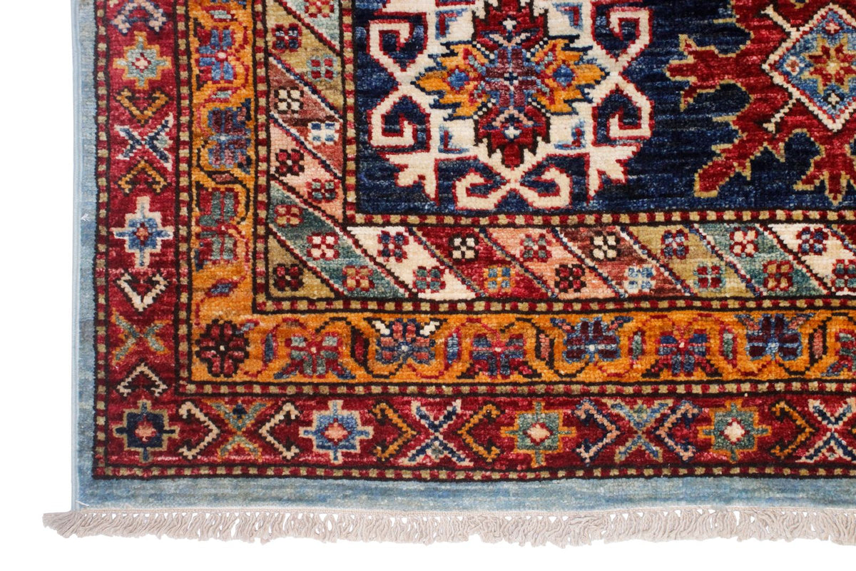 10x14 Light Blue and Navy Kazak Tribal Rug