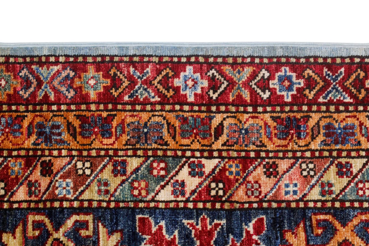 10x14 Light Blue and Navy Kazak Tribal Rug