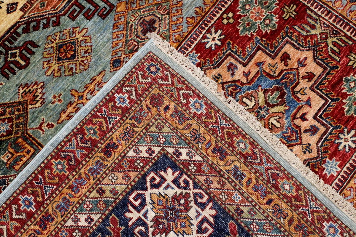 10x14 Light Blue and Navy Kazak Tribal Rug