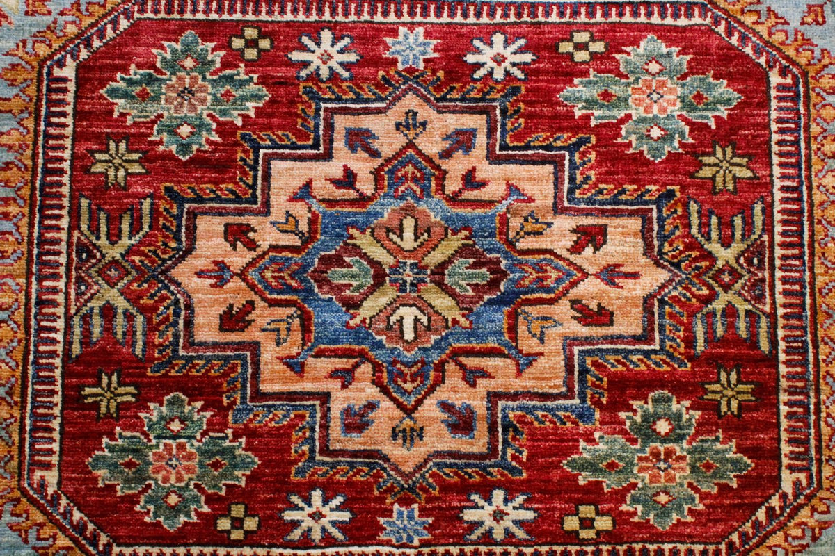 10x14 Light Blue and Navy Kazak Tribal Rug