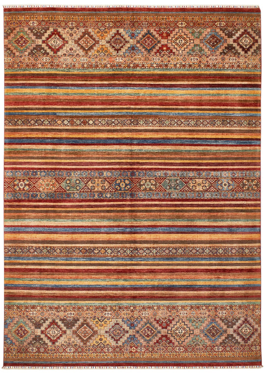 8x12 Multicolor and Red Tribal Rug