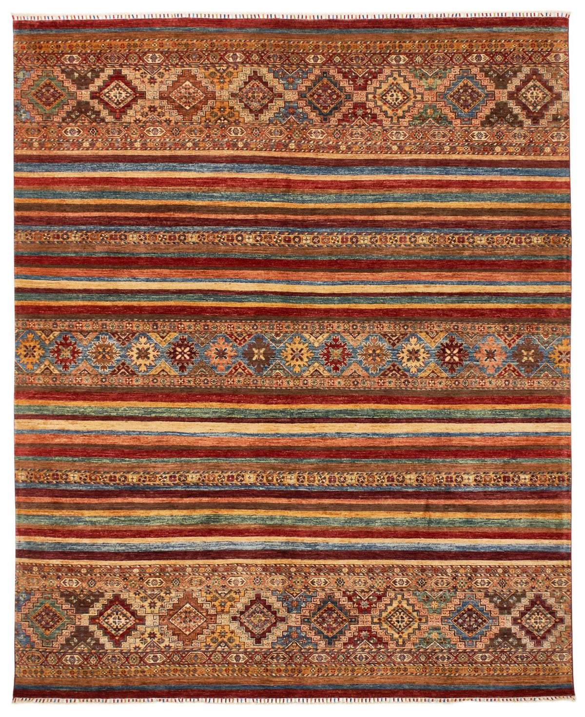 8x10 Multicolor and Red Tribal Rug