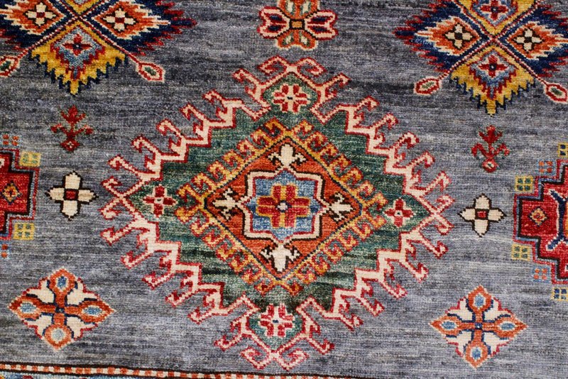 Vintage Handmade 8x10 Gray and Ivory Anatolian Caucasian Tribal Distressed Area Rug
