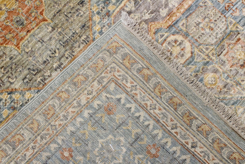 7x10 Blue and Beige Turkish Tribal Rug