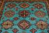 7x10 Turquoise and Red Kazak Tribal Rug