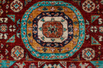 7x9 Red and Ivory Turkish Tribal Rug