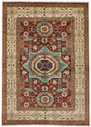 7x9 Red and Ivory Turkish Tribal Rug