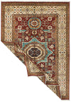 7x9 Red and Ivory Turkish Tribal Rug