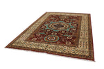 7x9 Red and Ivory Turkish Tribal Rug