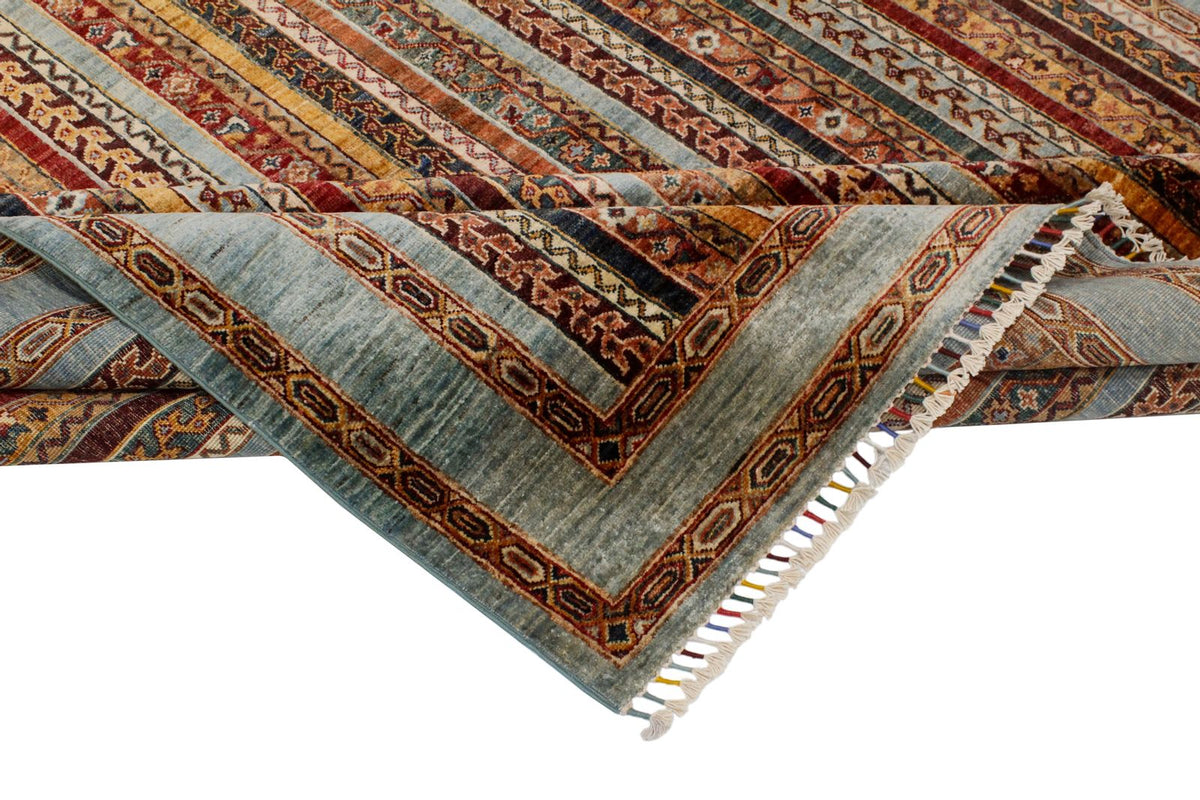 7x10 Multicolor and Blue Turkish Tribal Rug