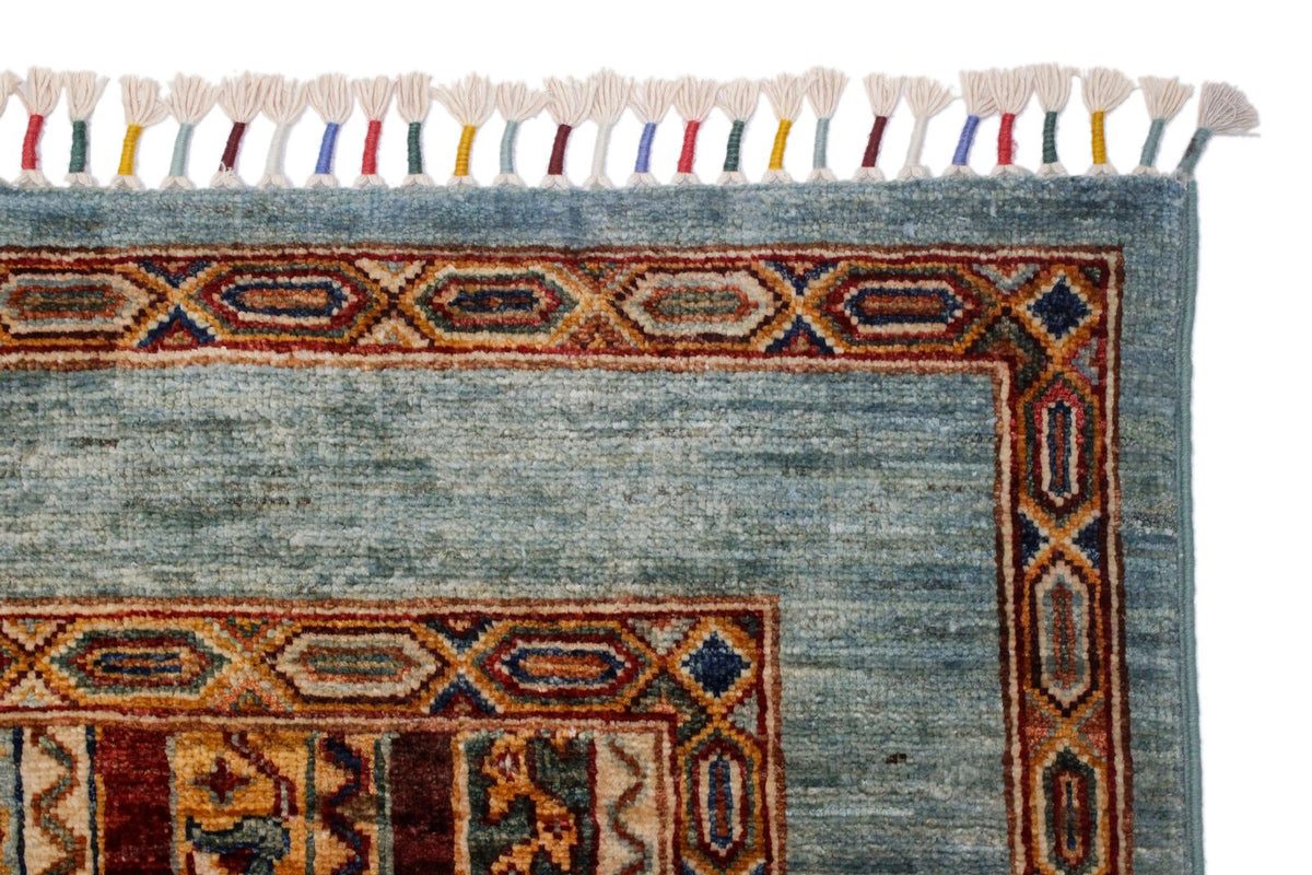 7x10 Multicolor and Blue Turkish Tribal Rug