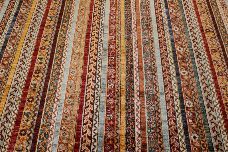 7x10 Multicolor and Blue Turkish Tribal Rug