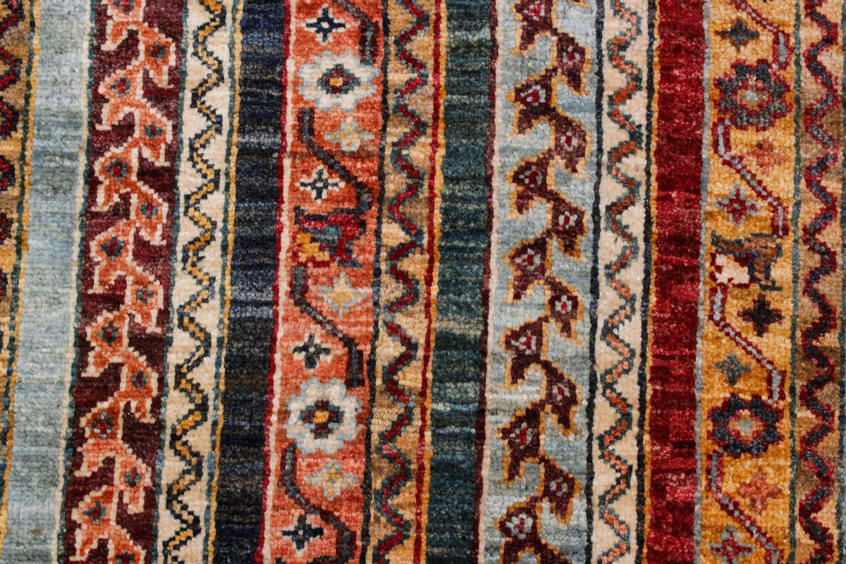 7x10 Multicolor and Blue Turkish Tribal Rug