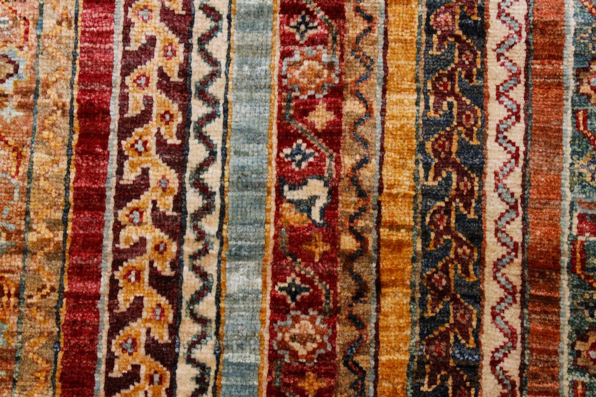 7x10 Multicolor and Blue Turkish Tribal Rug