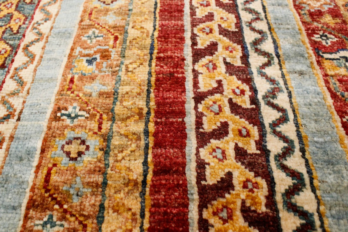 7x10 Multicolor and Blue Turkish Tribal Rug