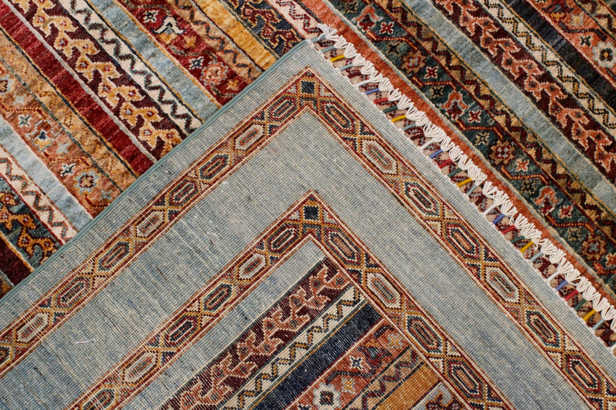 7x10 Multicolor and Blue Turkish Tribal Rug