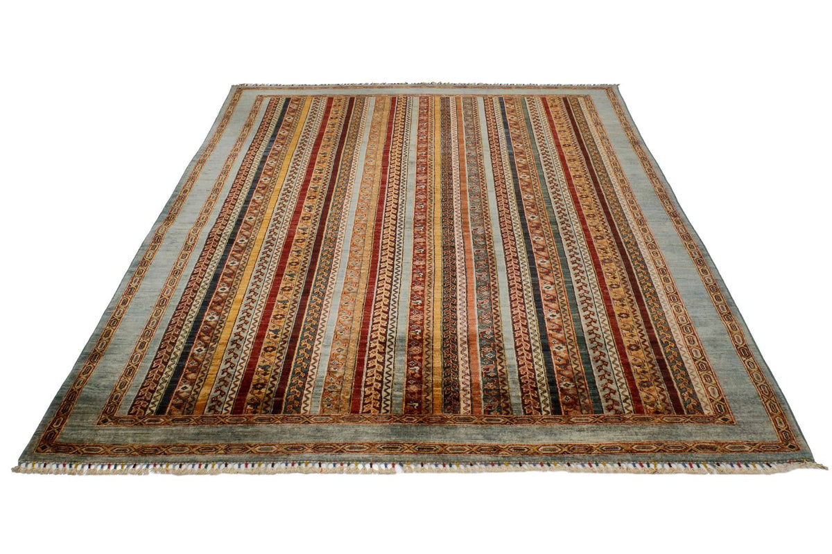 7x10 Multicolor and Blue Turkish Tribal Rug