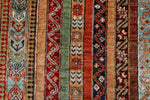 7x10 Multicolor and Gray Turkish Tribal Rug