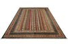 7x10 Multicolor and Gray Turkish Tribal Rug