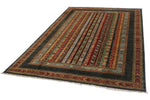 7x10 Multicolor and Gray Turkish Tribal Rug