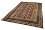 7x10 Multicolor and Gray Turkish Tribal Rug