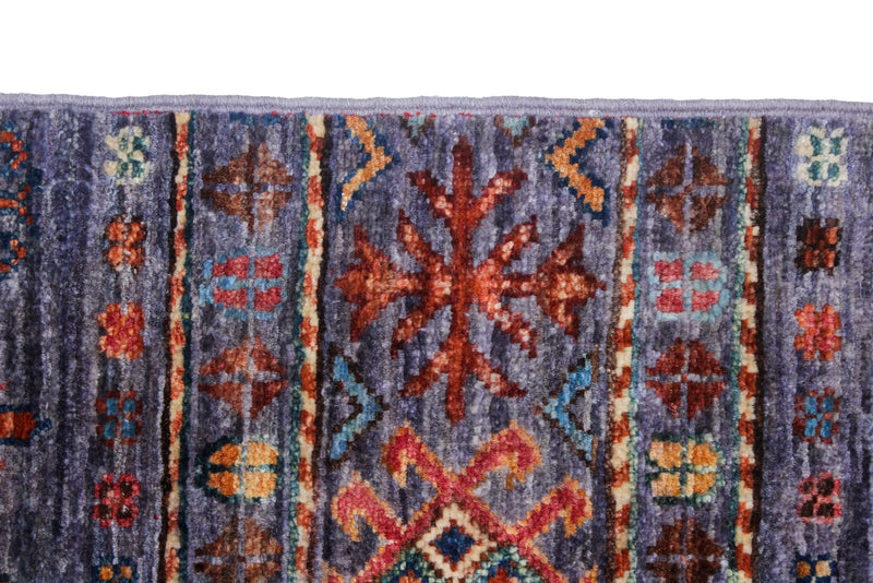 7x10 Gray and Multicolor Tribal Rug