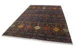 7x10 Gray and Multicolor Tribal Rug