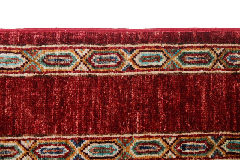 7x10 Multicolor and Red Turkish Tribal Rug