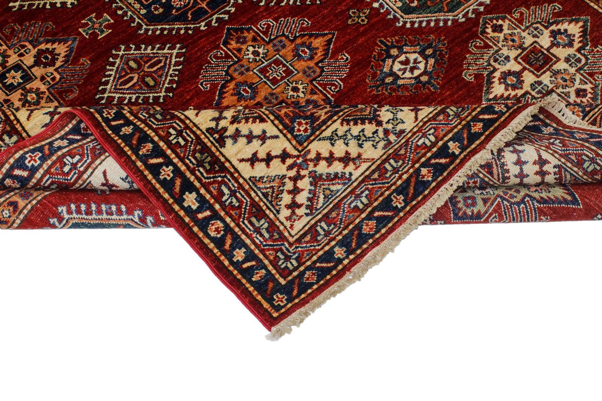 6x9 Red and Ivory Kazak Tribal Rug
