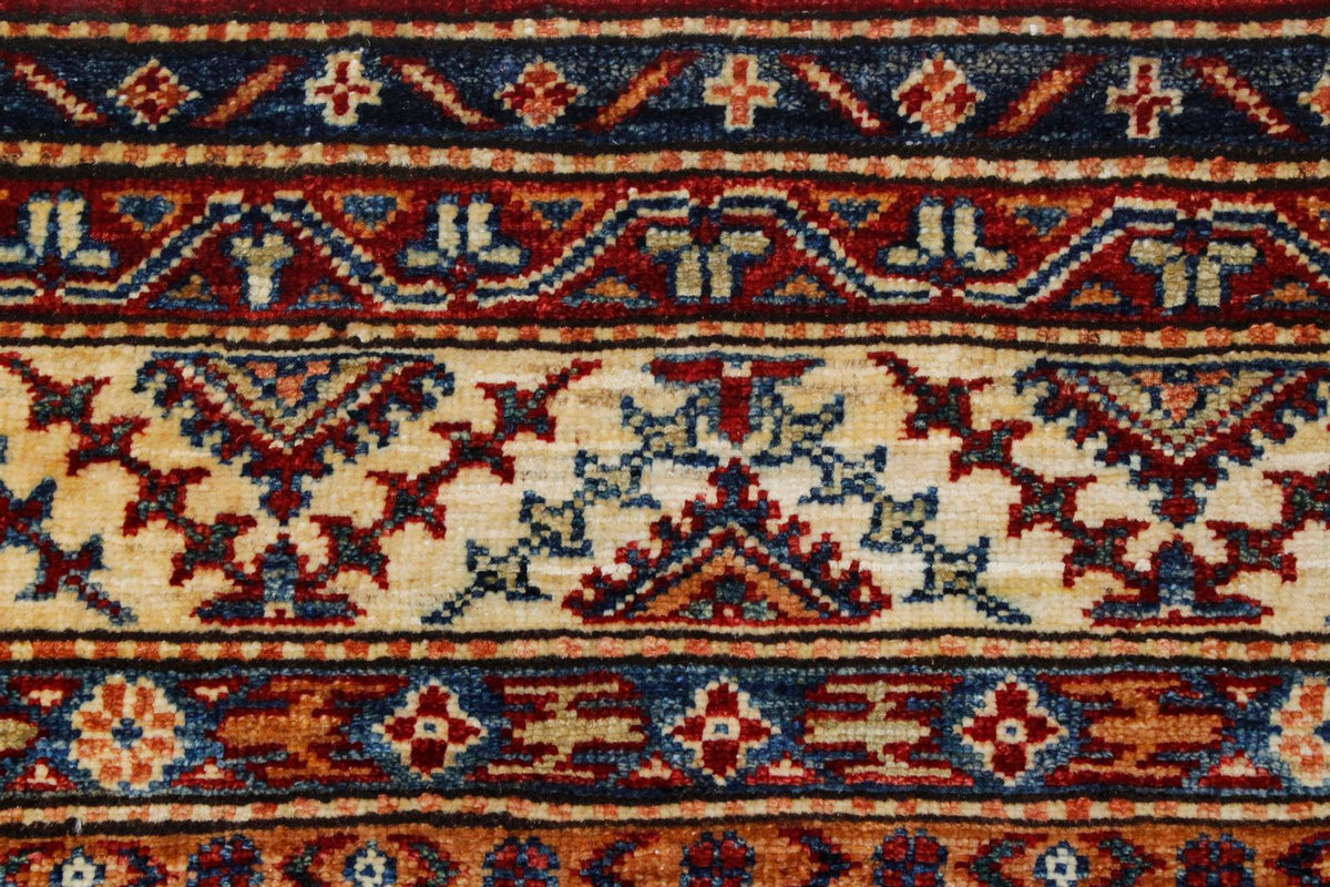 6x9 Red and Ivory Kazak Tribal Rug