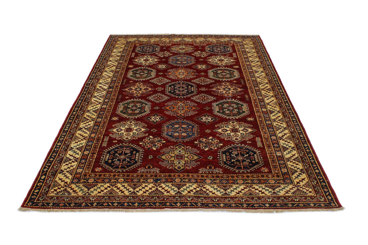 6x9 Red and Ivory Kazak Tribal Rug