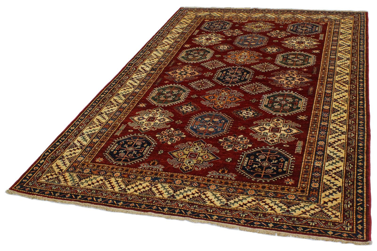6x9 Red and Ivory Kazak Tribal Rug