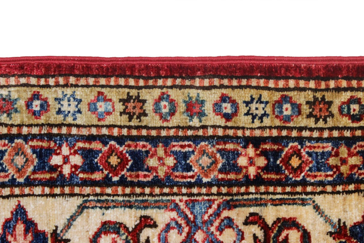 7x10 Red and Ivory Kazak Tribal Rug