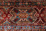 7x11 Multicolor and Red Kazak Tribal Rug