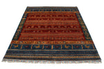 6x8 Multicolor and Red Kazak Tribal Rug