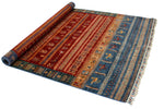 6x8 Multicolor and Red Kazak Tribal Rug