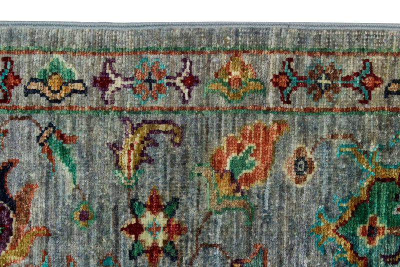 Vintage Handmade 6x8 Gray and Multicolor Anatolian Turkish Tribal Distressed Area Rug