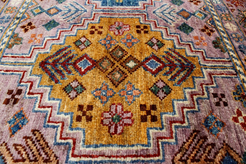 6x8 Multicolor and Purple Tribal Rug